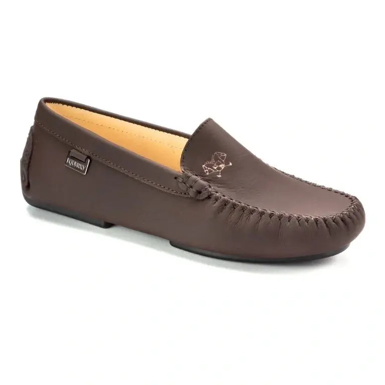 Brown Sahara Leather Soft Loafer for girls, teens, and women by London Kids - stylish and comfortable footwear.