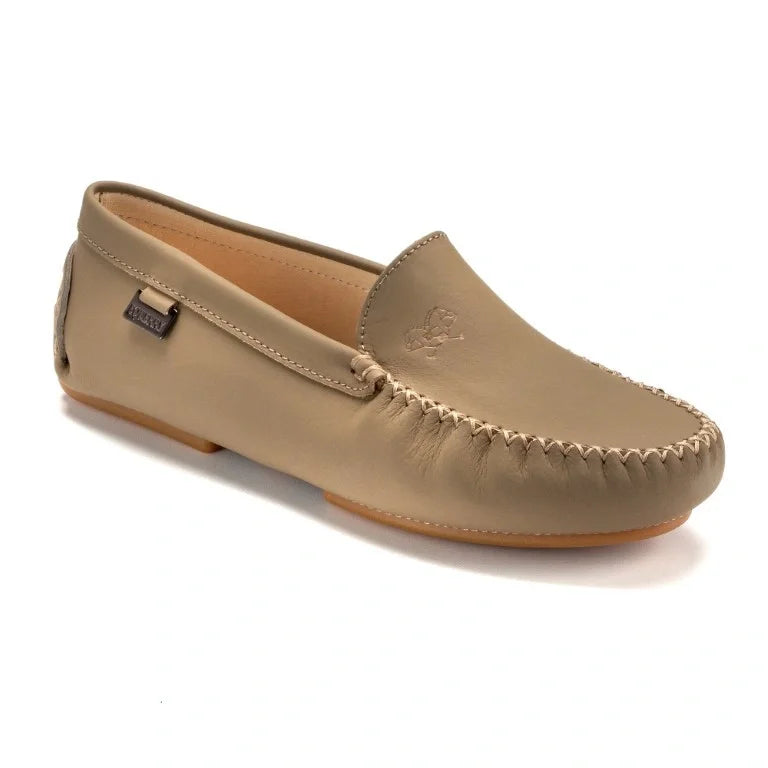 Taupe Sahara Leather Soft Loafer for girls, teens, and women by London Kids - comfortable and stylish.