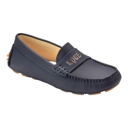 Navy Sahara Leather Soft Loafer for girl by London Kids - stylish and comfortable loafers for casual wear.