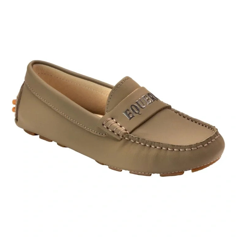 Taupe Sahara Leather Soft Loafer for Girl by London Kids - Girl's soft loafers in taupe Sahara leather from London Kids.