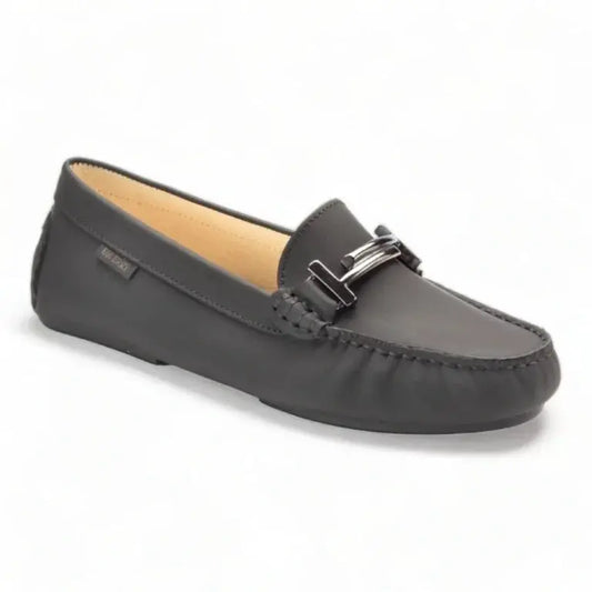 Black Sahara Leather Soft Loafer for Girl by London Kids - girl's casual footwear