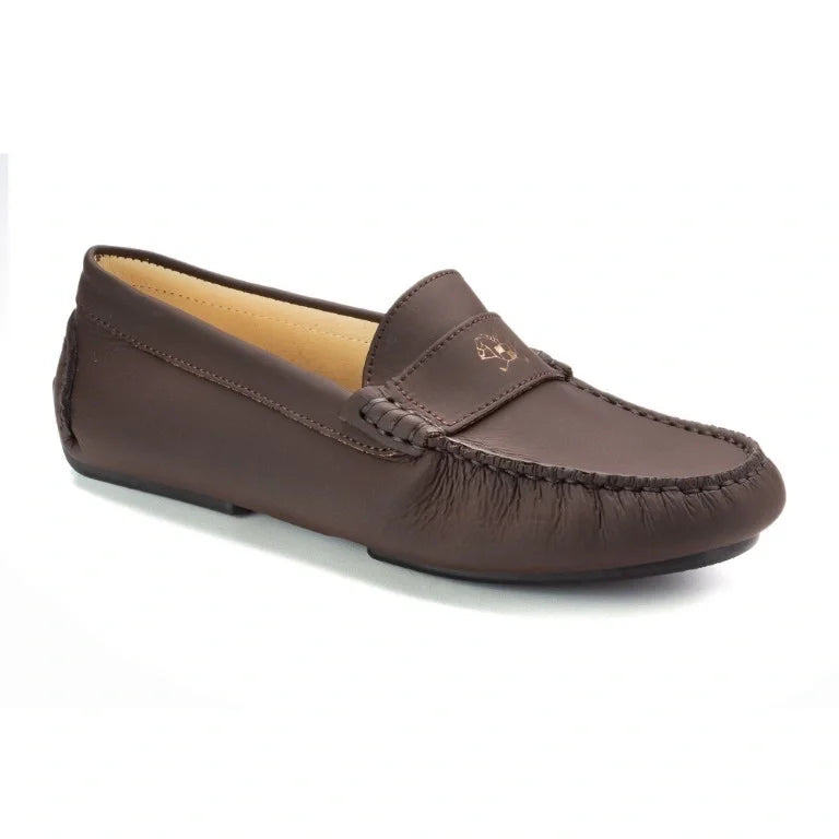 Soft and comfortable Brown Sahara Leather Loafer for girls, teens, and women by London Kids