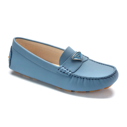 Girls' Denim Sahara soft moccasin loafer, made in Italy