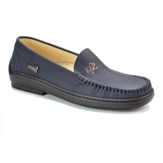 Navy Sahara Leather Soft Loafer for girl by London Kids - Navy color option