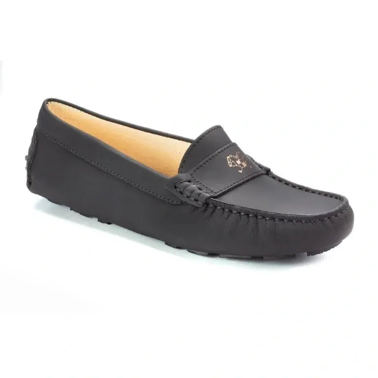 Black Sahara Leather Soft Loafer for Girl by London Kids - Black Sahara Leather Soft Loafer for Girls from London Kids, perfect for casual wear.