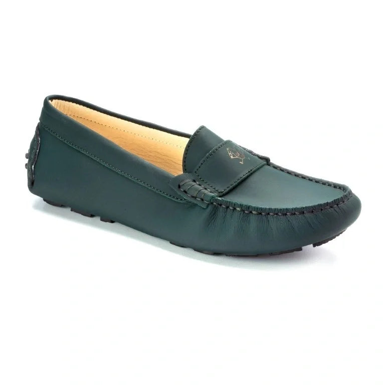 Green Sahara Leather Soft Loafer for Girl by London Kids - stylish and comfortable footwear for girls.