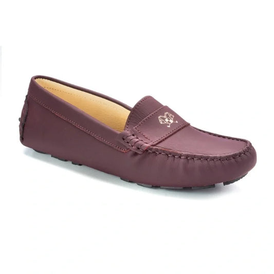 Stylish Bordo Sahara Leather Soft Loafer for girls by London Kids, perfect for casual occasions.