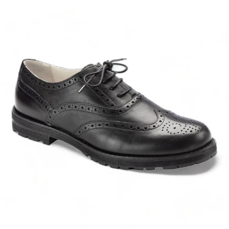 Black soft leather lace shoes for boys and girls by London Kids, made with premium materials