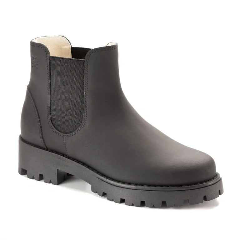 Black Sahara Leather Bootie for girl, teen, and women by London Kids, a stylish and versatile choice crafted with premium Sahara leather.