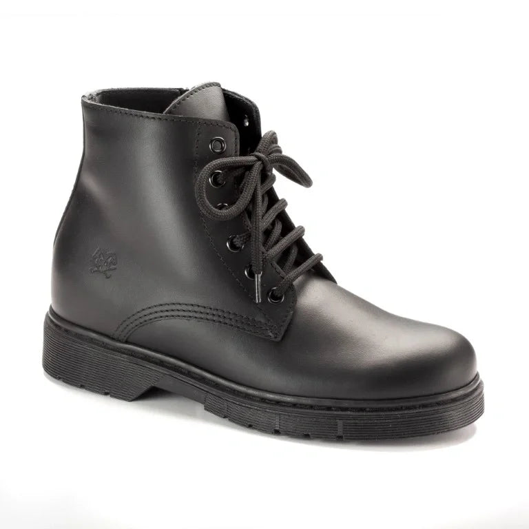 Black soft leather bootie for girl, teen, and women by London Kids - stylish and comfortable.