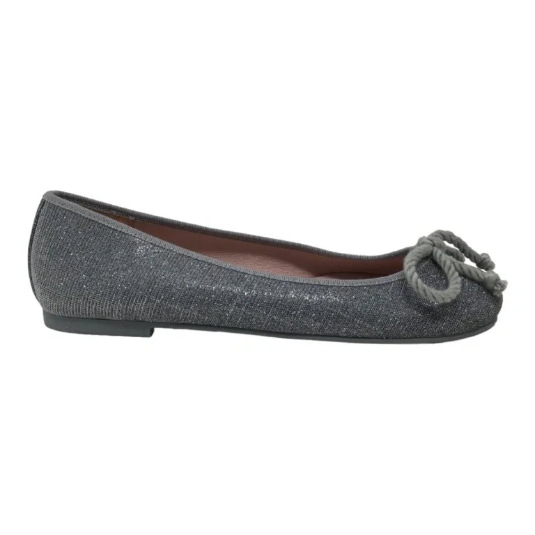 Gray Glitzy Flats for Teen/Women by Pretty Ballerinas - Ballet Flat With Bow