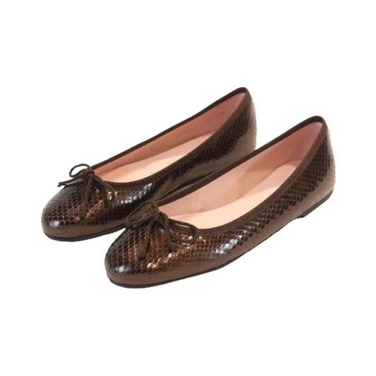 Brown Croc Leather Flats for Teen/Women by Pretty Ballerinas - casual footwear for teens and women