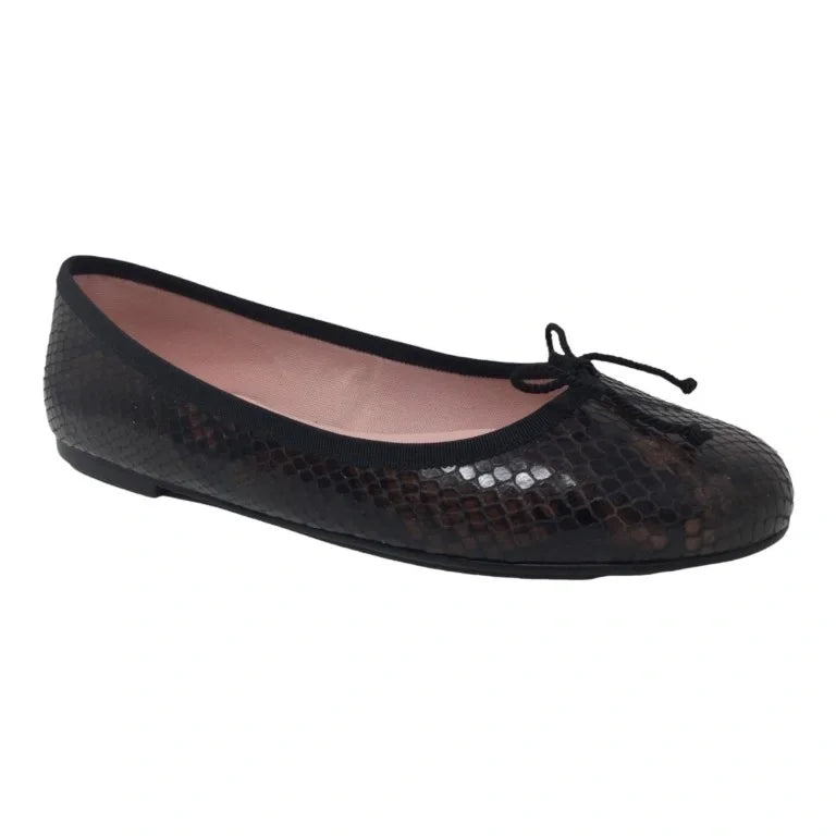 Brown Croc Leather Flats for Teen/Women by Pretty Ballerinas - image of elegant brown flats