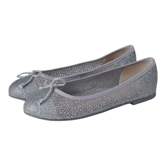 Stylish silver micro flats for teens and women by Pretty Ballerinas