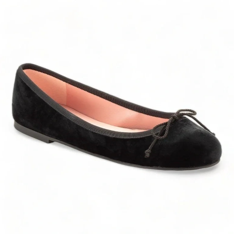 Black velvet flats for teens and women by Pretty Ballerinas - ballet flat with bow.