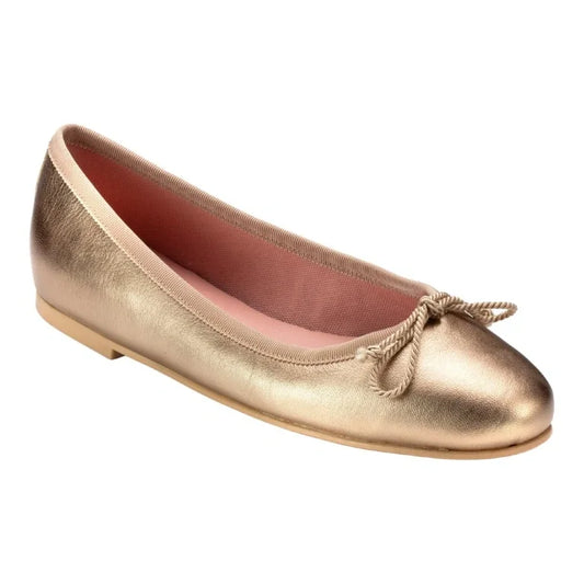 Stylish Gold Soft Leather Flats by Pretty Ballerinas, ideal for Teen/Women