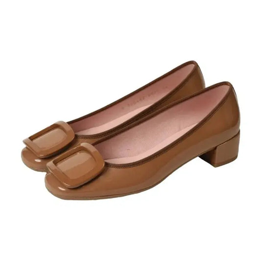 Nude patent leather heel for teens and women by Pretty Ballerinas, Galluci, made in Spain.