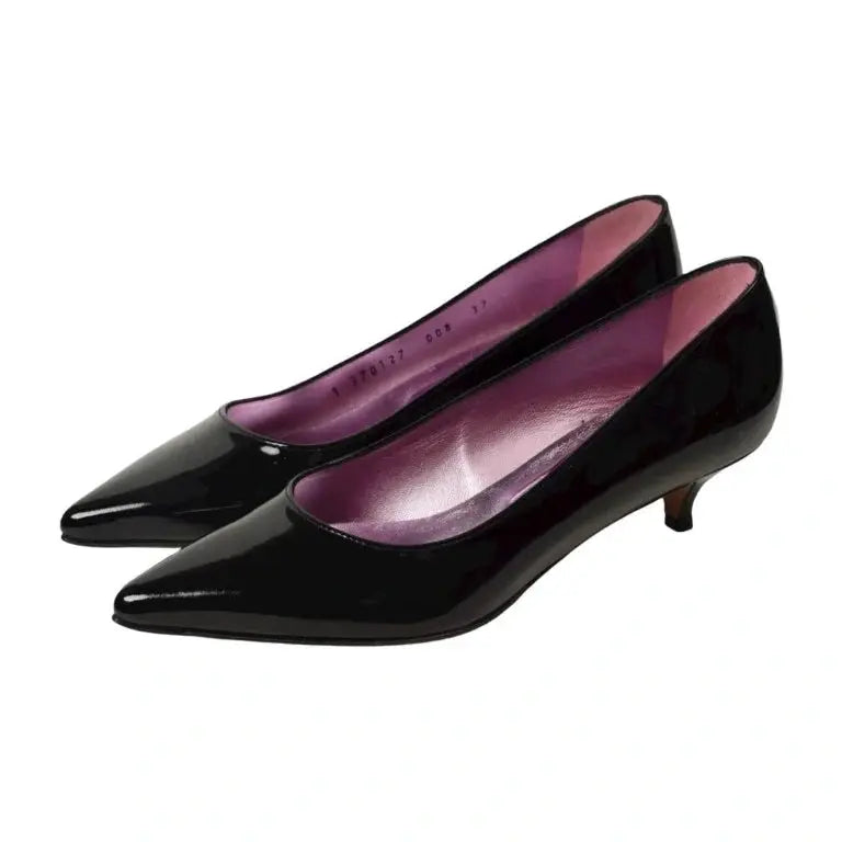 Black patent leather heel for teen and women by Pretty Ballerinas - black color, patent leather material, Galluci design.