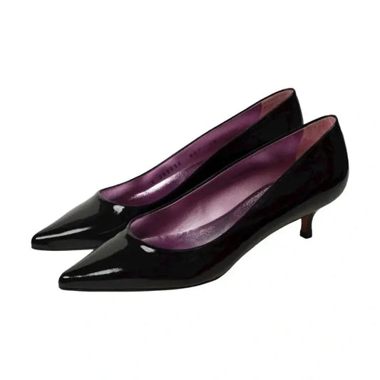 Black patent leather heel for teen and women by Pretty Ballerinas, perfect for dressy and casual occasions.