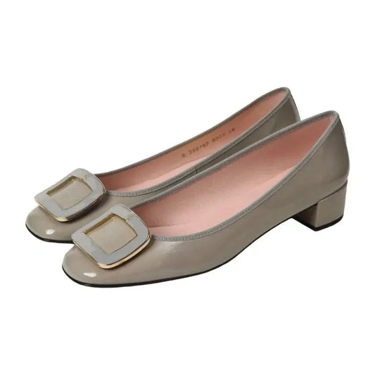 Stylish gray patent leather heel for teens and women by Pretty Ballerinas