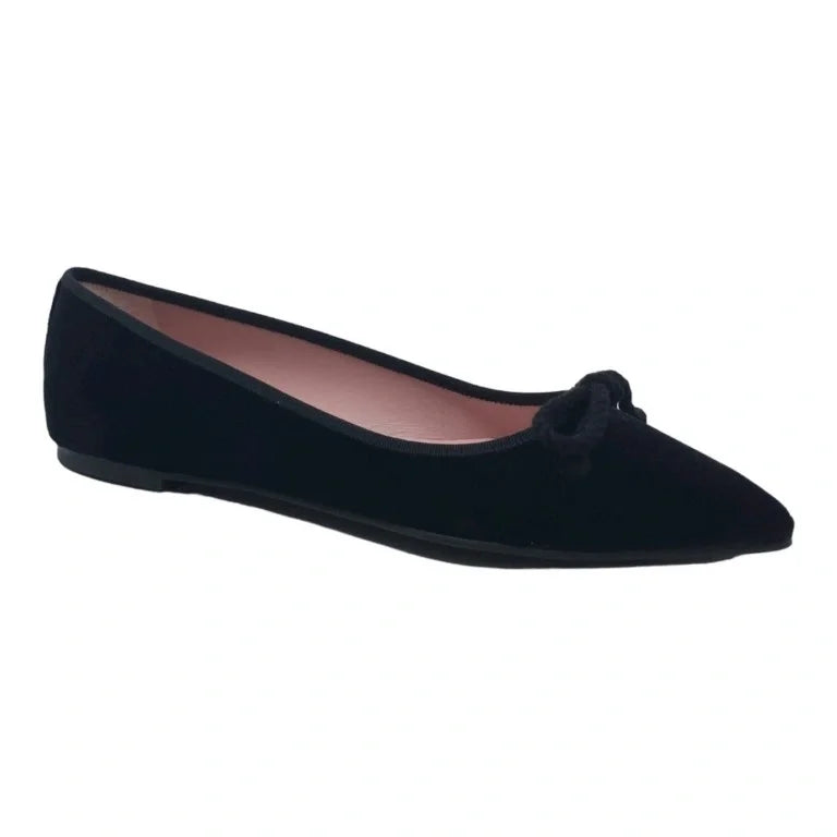 Black velvet flats for teens and women by Pretty Ballerinas, elegant and stylish