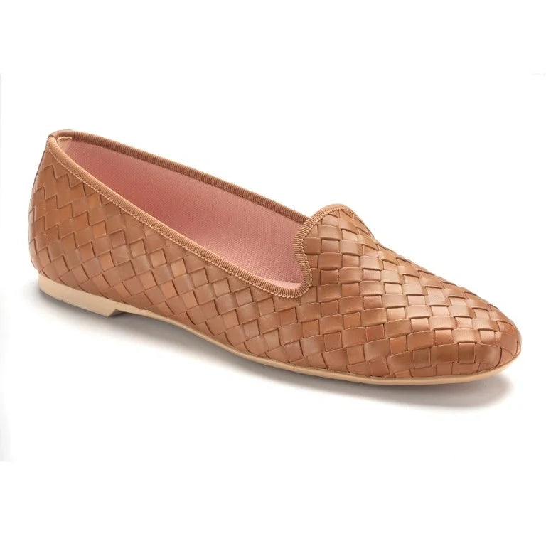 Soft leather smoking loafer in tan for teens and women by Pretty Ballerinas