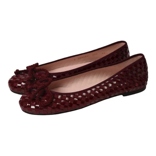 Stylish Bordo Patent Leather Flats for Teens and Women by Pretty Ballerinas