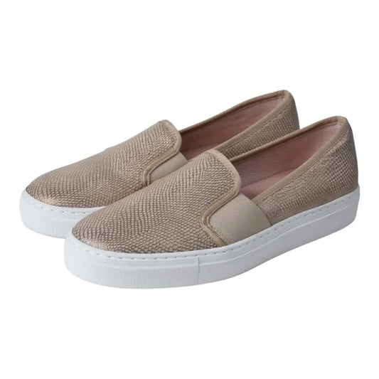 Beige Croc Leather Slip On shoes by Pretty Ballerinas - Teens Sneaker Moc - Spain