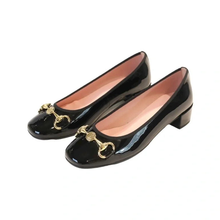 Stylish black patent leather heel for teens and women by Pretty Ballerinas