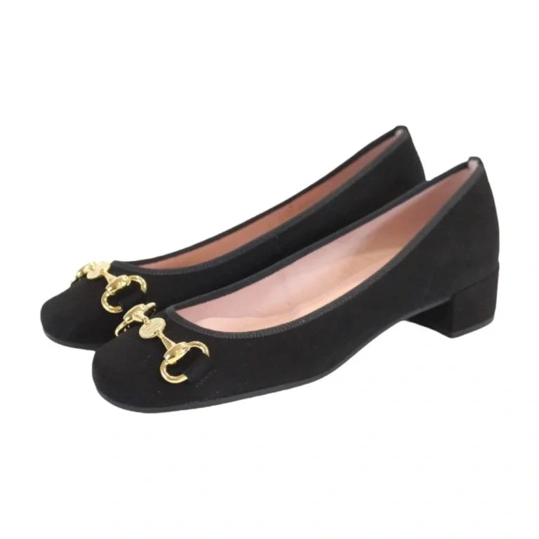 Black suede heel for teens and women by Pretty Ballerinas - stylish and versatile.