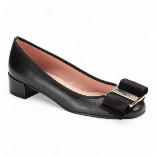 Black soft leather heel for teen and women by Pretty Ballerinas, London Kids.