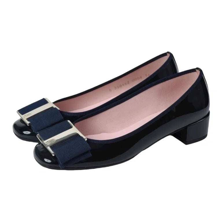 Navy patent leather heel for teens and women by Pretty Ballerinas