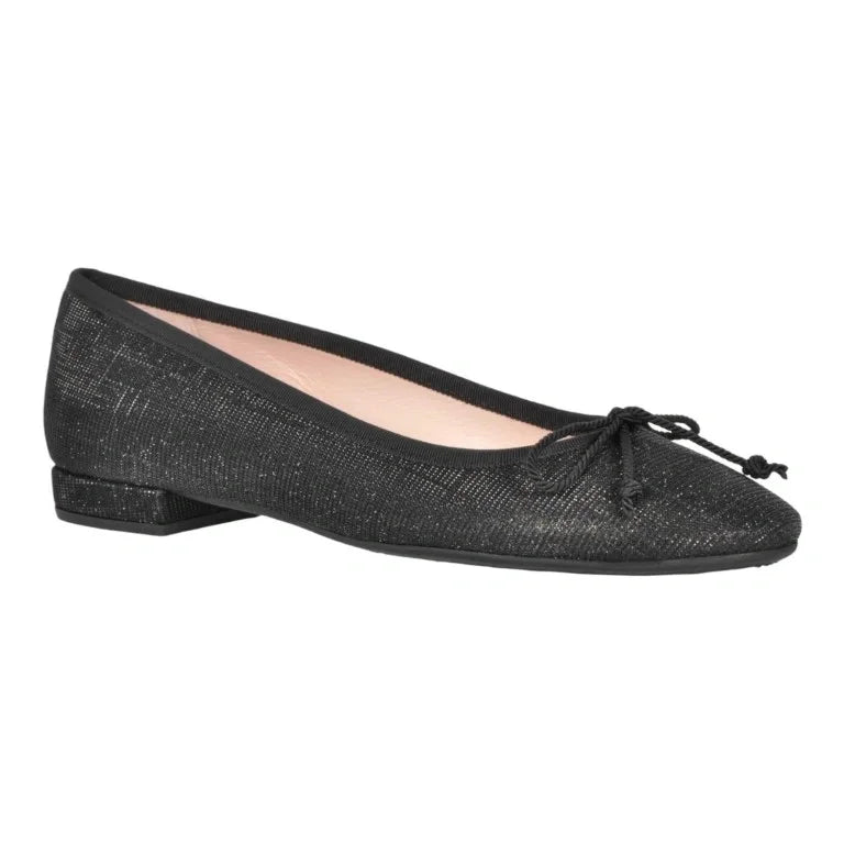 Black glitzy flats for teens and women by Pretty Ballerinas - ideal for dressy or casual occasions.