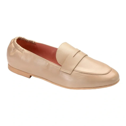 Nude Soft Leather Flat Loafer for Teen/Women by Pretty Ballerinas - flat loafer in nude soft leather for teens and women, made by Pretty Ballerinas