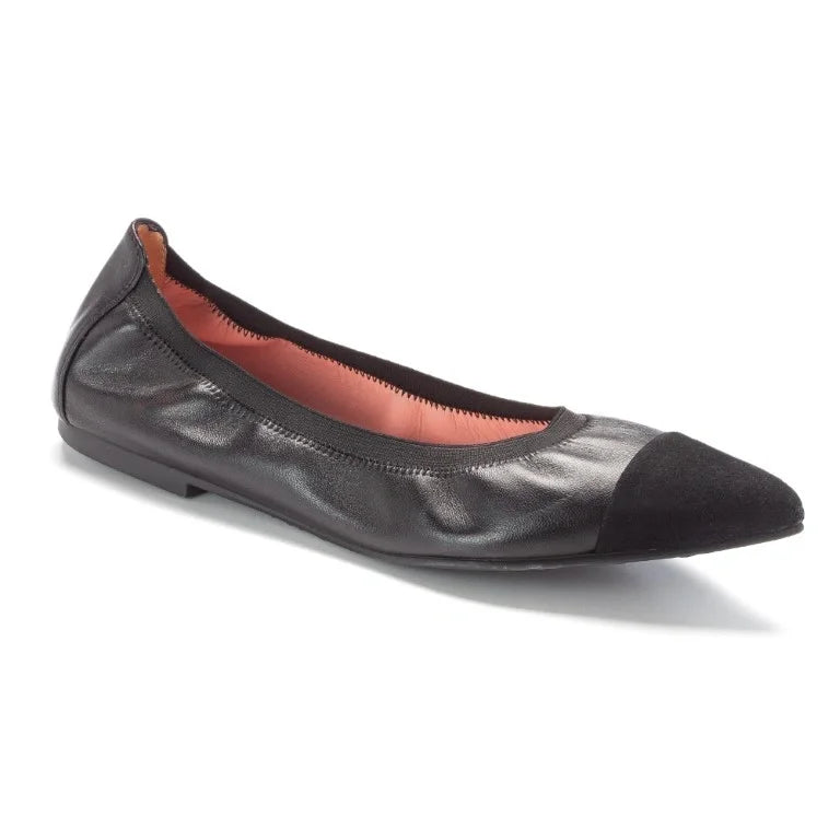 Black soft leather flats for teen/women by Pretty Ballerinas - black color, soft leather material, casual flats