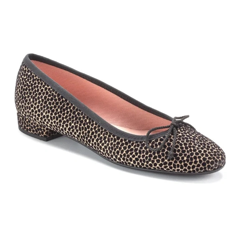 Leopard velvet flats for teen and women by Pretty Ballerinas, small heel, dress casual