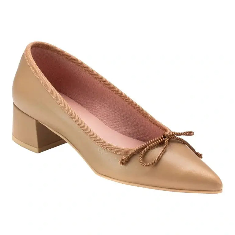 Taupe Soft Leather Heel for Teen/Women by Pretty Ballerinas - London Kids - soft leather heel - dress/casual - Spain.