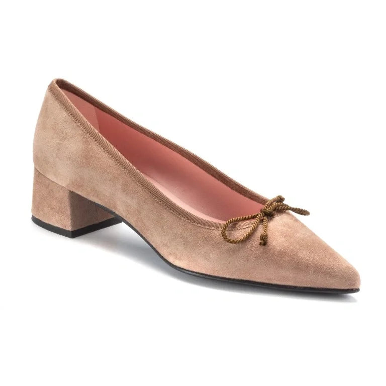 Taupe suede heel for teens and women by Pretty Ballerinas - London Kids, made in Spain