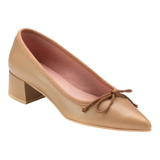 Taupe Soft Leather Heel for Teen/Women by Pretty Ballerinas - London Kids - soft leather heel - dress/casual - Spain.