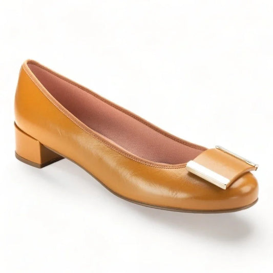 Tan Soft Leather Heel for Teen/Women by Pretty Ballerinas - London Kids, soft leather heel in tan color.