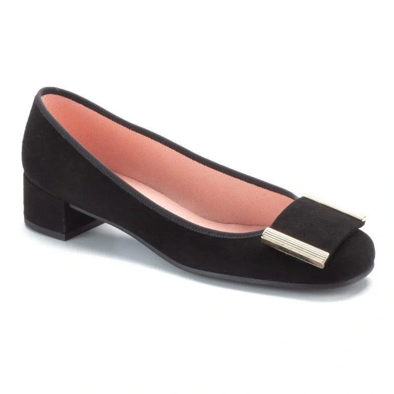 Black suede heel for teen and women by Pretty Ballerinas - black suede heel for dressy and casual occasions