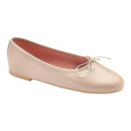 49788 - Taupe Leather Teens Bow Shoe with stylish bow detail