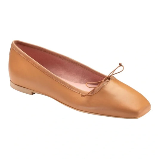 Stylish tan soft leather flats by Pretty Ballerinas