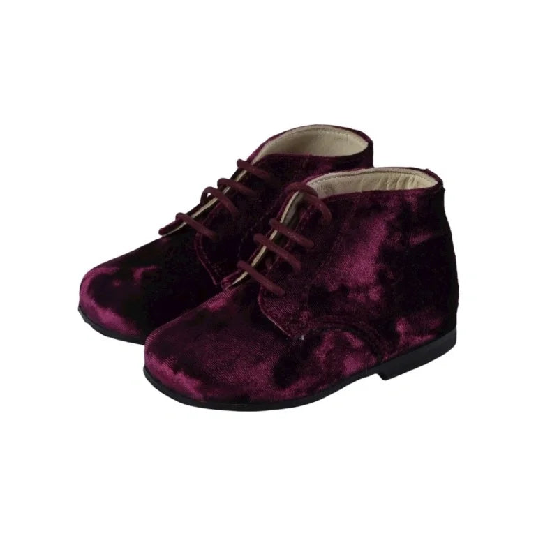 Bordo Velvet Lace Toddler Shoes by Galluci - London Kids