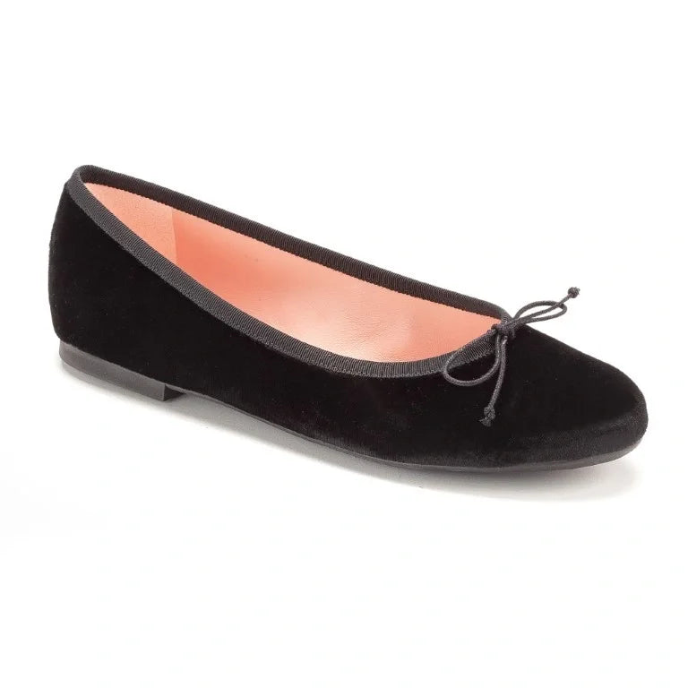 Black velvet flats for teens and women by Pretty Ballerinas