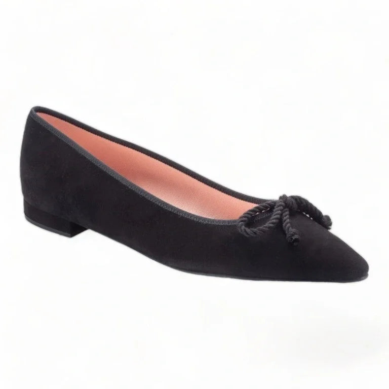 Stylish black suede flats for teens and women by Pretty Ballerinas