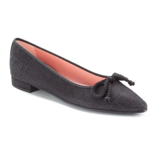 Black Glitzy Flats for Teen/Women by Pretty Ballerinas - Pretty Ballerinas logo - front view