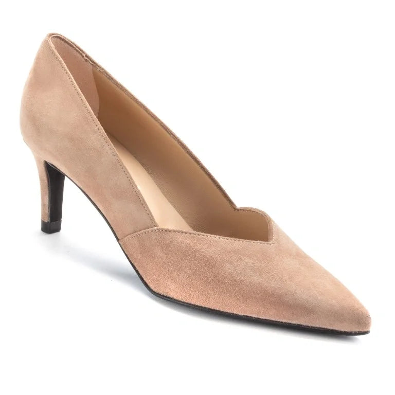 Stylish taupe suede high heels for teens and women by Pretty Ballerinas