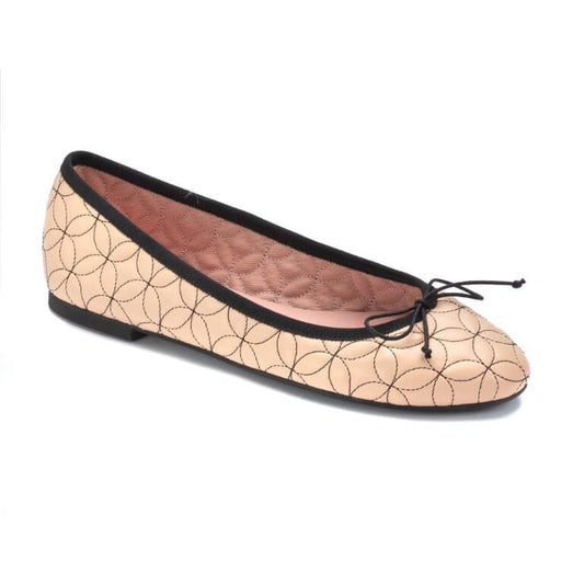 Image of 52048 - Soft Pink Leather Summer Floral Quilted Flats