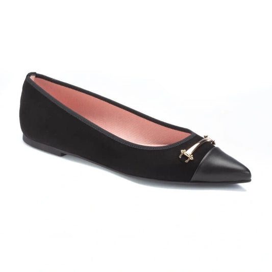 Black Suede Teens Hosebit Point Flats ID 52120